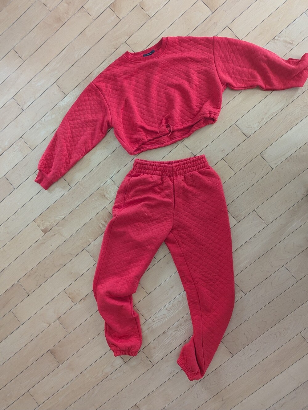 Forever 21 Quilted Red Sweatsuit Set